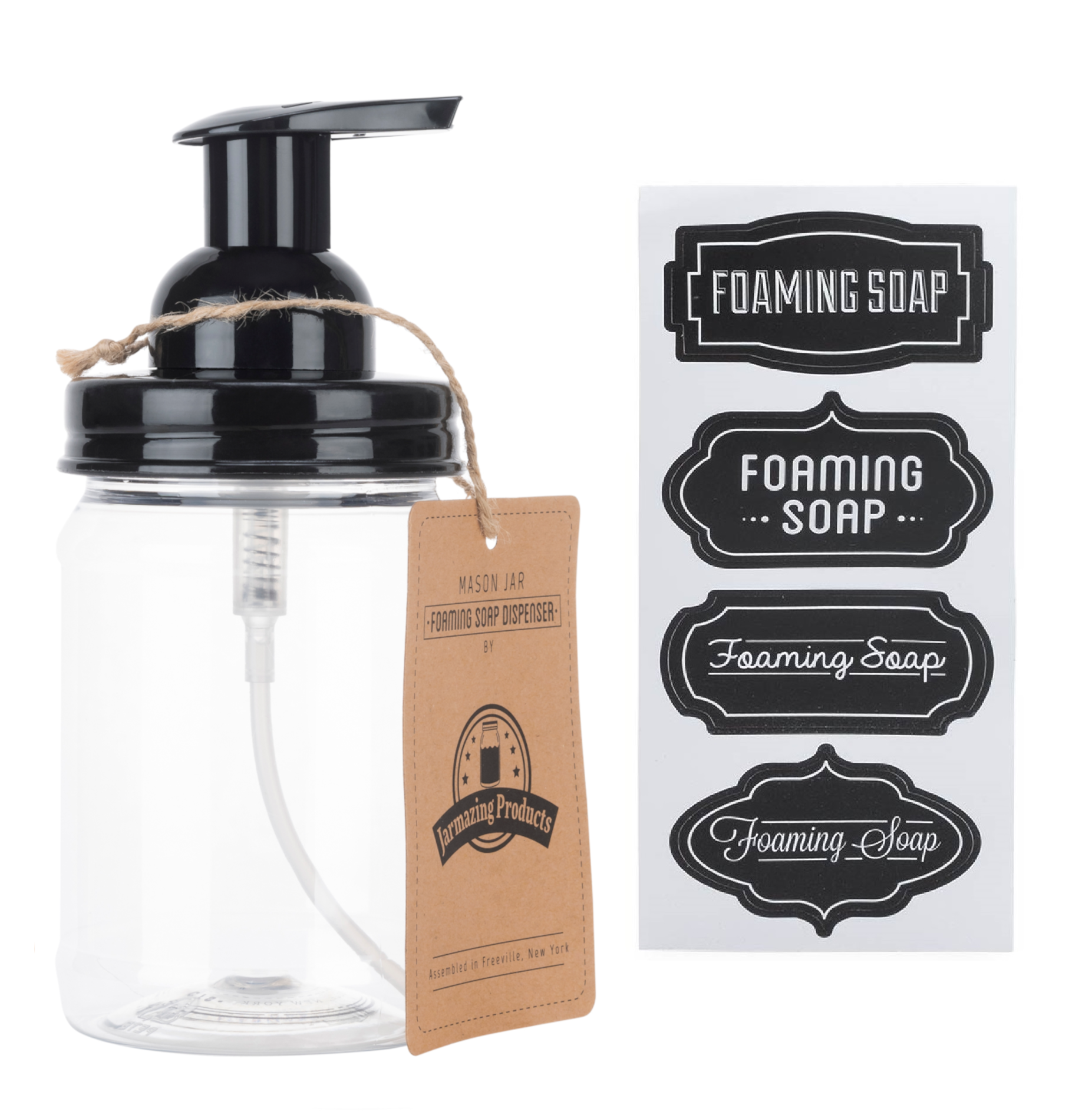 Jarmazing Products Mason Jar Foaming Soap Dispenser Black With 16 Ounce Ball Mason Jar One Pack! 