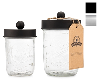 Apothecary Lid Storage Set with Ball Mason Jars - Luxury Bathroom, Kitchen and Office Accessories - Two Pack 