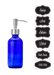 Petite Blue Glass Soap and Lotion Dispenser with Stainless Steel Pump - 8 oz - blue-soap-SS-8