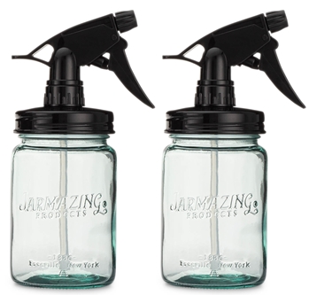 Jarmazing Products Vintage Blue Glass Mason Jar Sprayer - Two-Pack - Black 