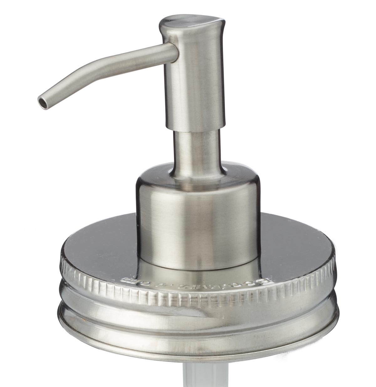 Stainless steel mason jar soap dispenser - slight downward angle